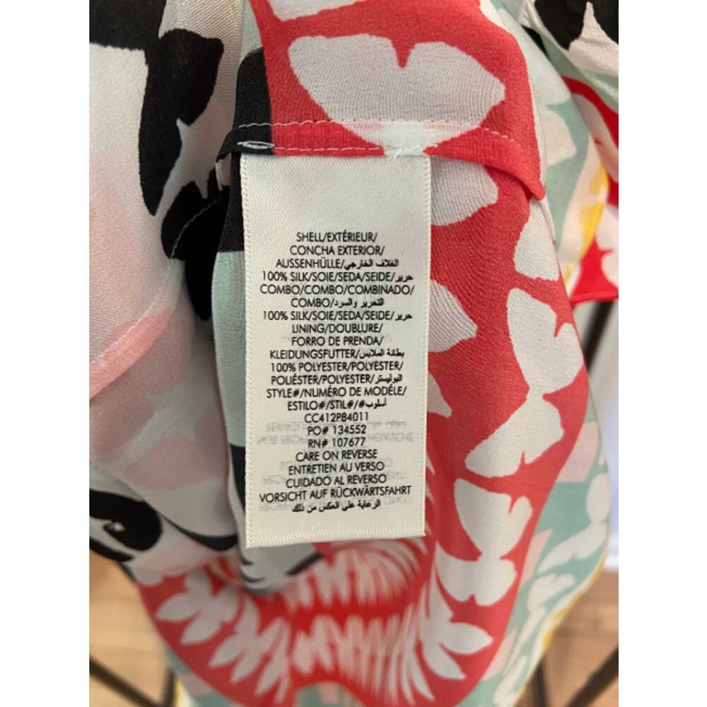 Alice and Olivia Jeannie Butterfly Print Piped Bow Silk Top size S small - Picture 4 of 6
